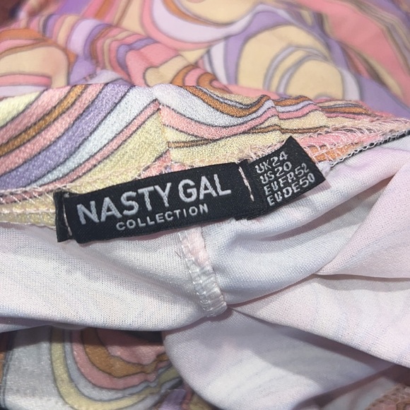 💫🍭Pastel swirl wide leg bell bottom pants nasty gal plus curve - Picture 3 of 6